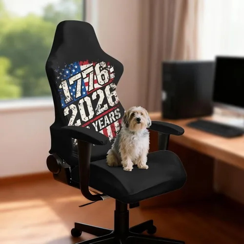 Vista 2 de Fundas para silla de videojuegos de 250 aniversario, 4 piezas, cómodas, ergonómicas, para oficina, fundas giratorias de poliéster, decoración