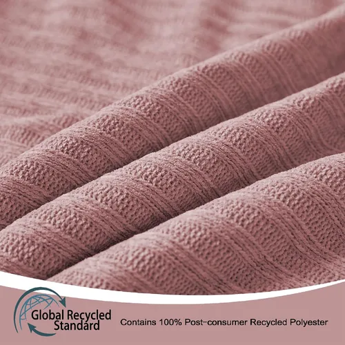 Vista 4 de FY FIBER HOUSE Manta de forro polar, gruesa y sherpa, suaves y acogedoras, de felpilla, para sofá, 50 x 60 pulgadas, color rosa polvoriento