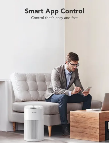 Vista 7 de GoveeLife Purificador de aire inteligente para el hogar, habitación grande de hasta 1524 pies cuadrados, con filtro lavable, sensor de calidad