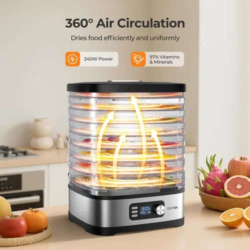 Vista 3 de OSTBA Food Dehydrator, 8 BPA-Free Trays, Adjustable Temp to 158°F, 240W