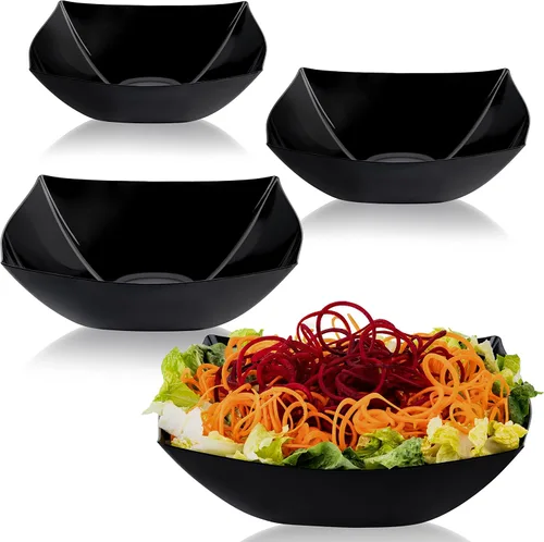 Vista 20 de PLASTICPRO Cuencos cuadrados desechables para servir, aperitivos o ensaladas, plástico negro, paquete de 4, 8 onzas, color negro