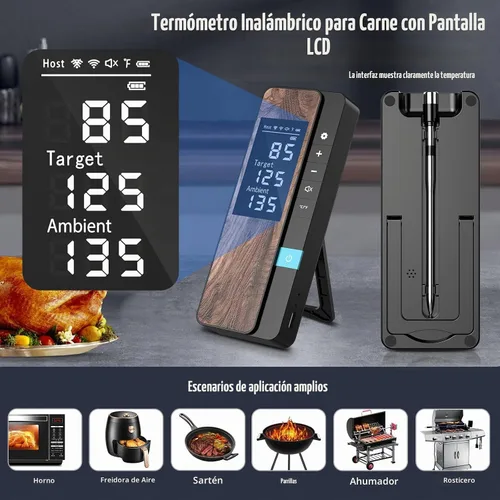 Vista 6 de Termómetro Inalámbrico para Carne - Termómetro Digital para Alimentos con Múltiples Sensores con Sonda Ultra-Delgada, Termómetro Inteligente