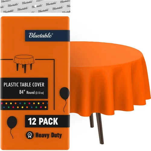 Vista 14 de Bluetable Mantel de plástico desechable rectangular negro (paquete de 12) a granel, mantel ultra resistente (54 x 108 pulgadas), mesas de 6 pies u 8