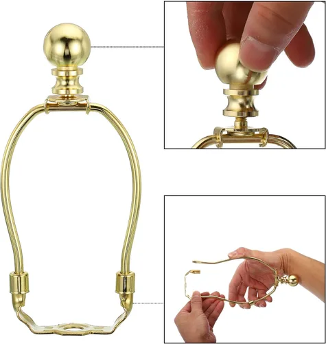 Vista 5 de PATIKIL Kit de arpa de lámpara de 5 pulgadas con remate, 1 juego de soporte dorado