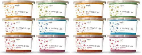 Vista 7 de Mayde Bursting Popping Boba Pearls, fresa, mango, fruta de la pasión, kiwi, arándanos, granada, kit de fiesta de 6 sabores (17.28 oz, paquete de 6)