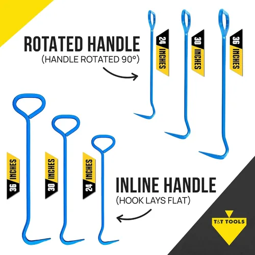Vista 3 de T&T Tools Gancho Superior para Tapa de Registro – Gancho de Registro con Tratamiento Térmico (Mango en Línea, Acero Aleado, 36 Pulgadas)