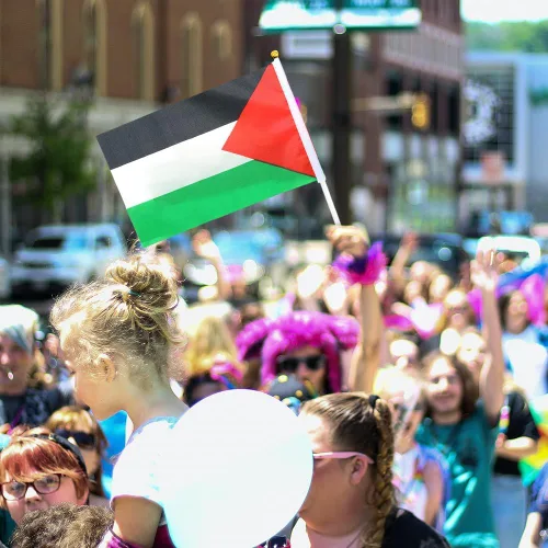 Vista 2 de 200 mini banderas palestinas palestinas de mano pequeñas banderas de Palestina en miniatura en soporte de palestina, bandera ondeadora de mano – 5.5