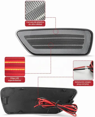 Vista 3 de Luces Reflectantes LED para Parachoques Trasero Compatibles con Luz Antiniebla para Jeep Compass 2011-2017, Conjunto de Luces para Grand Cherokee