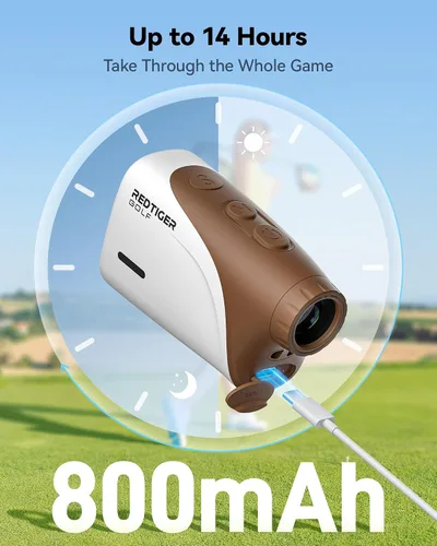 Vista 7 de REDTIGER Mini 1200-Yard Golf Range Finder with Slope & Pin-Lock Vibration IP65 Water Resistant, Magnetic Mount, 7X Magnification, Rechargeable