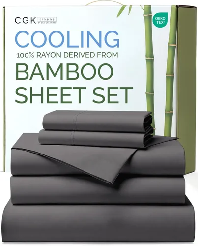Vista 23 de Sábanas de bambú 100% rayón derivado de bambú, tamaño individual, sábanas refrescantes para individuales. Ropa de cama ultra suave, transpirable