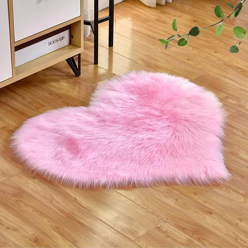 Vista 9 de YRXRUS Alfombra con forma de corazón, alfombra negra con forma de corazón, alfombras de pelo sintético esponjosas, alfombras de pelo largo para Negro