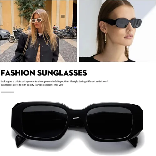 Vista 4 de Gafas de sol Mujer Cuadrado Hombres Moda Mostrar Sombras Retro Moda Moda Vogue Protección UV
