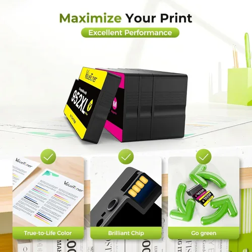 Vista 6 de Valuetoner Paquete combinado de cartuchos de tinta 952XL de repuesto para cartuchos de tinta HP 952XL, paquete combinado 952 XL 952 para Officejet