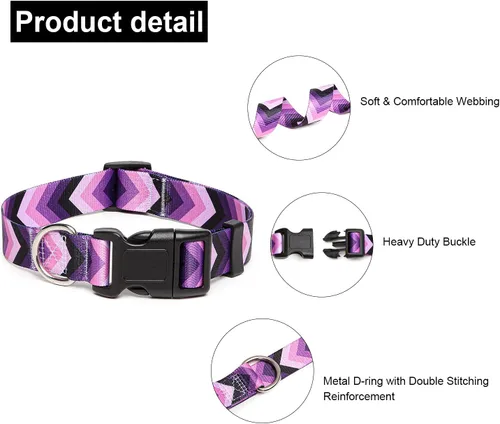 Vista 3 de Collar ajustable para perro con patrones, ultra cómodo, de nailon suave, transpirable, para perros pequeños, medianos y grandes (S, flecha)