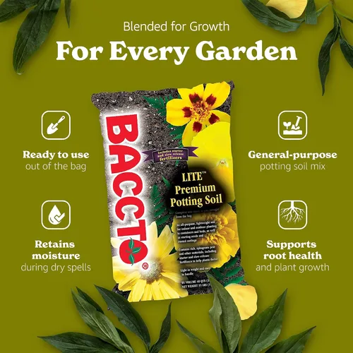 Vista 3 de Michigan Peat 1440 Baccto Lite Premium - Tierra para macetas para jardinería interior y exterior, inicio de semillas, propagación y más, bolsa de 40