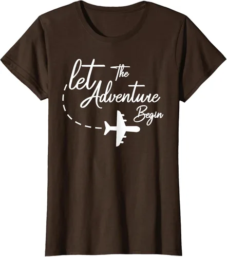 Vista 18 de Let The Adventure Begin - Camiseta inspiradora en modo de viaje en avión, Negro, S