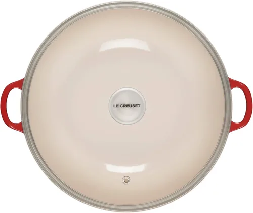 Vista 3 de Le Creuset Horno de chef de hierro fundido esmaltado con tapa de vidrio, 7.5 cuartos de galón., Cerise
