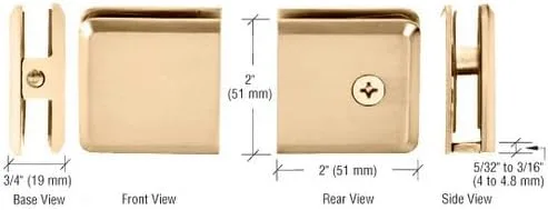 Vista 5 de CRL Abrazadera de vidrio biselado de latón satinado estilo agujero en vidrio resistente para montaje en pared