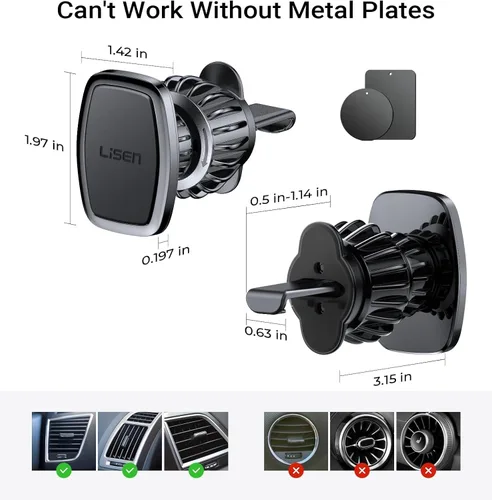 Vista 8 de LISEN Soporte magnético para teléfono para automóvil, clip mejorado + 6 imanes fuertes, imanes de teléfono para la parte posterior del teléfono