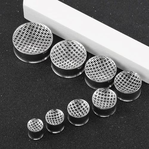 Vista 6 de LADEMAYH 2 Pcs Hypoallergenic Surgical Stainless Steel Ear Plugs Tunnels Gauges for Women & Men, Spider WebCrossFlower of Life Design, PunkGothic