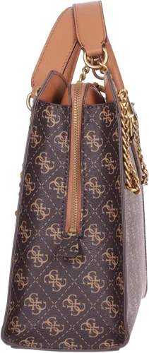 Vista 4 de GUESS Nell Logo Girlfriend Satchel Marrón LogoCoñac Talla única, Logotipo marróncoñac