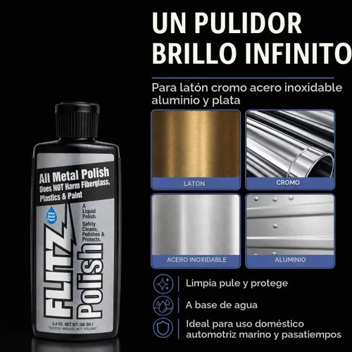 Vista 2 de Líquido Flitz para pulir metal, plástico y fibra de vidrio, Verde