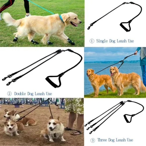 Vista 4 de Correa de perro de nailon duradera 3 en 1 con mango acolchado, cuerda de escalada extraíble sin enredos de 360°, cuerda de tracción para mascotas