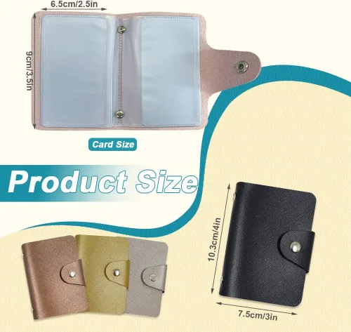 Vista 7 de Modixun 4 soportes para tarjetas de crédito, organizador de cuero para tarjetas de visita con 24 ranuras para tarjetas, protector de tarjetas