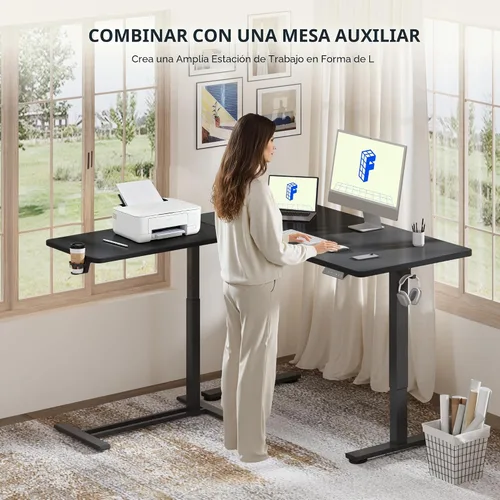 Vista 4 de FLEXISPOT Escritorio Móvil de Pie con Ruedas Escritorio Neumático para Laptop Carrito de Computadora Rodante Móvil Altura Ajustable Pequeño Negro