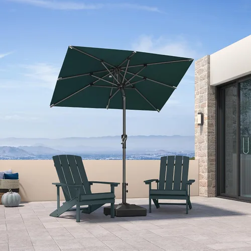 Vista 18 de PURPLE LEAF - Sombrilla de patio rectangular de 6' x 4', sombrilla de mesa para exteriores con marco de aluminio, sombrilla de mercado, sombrilla