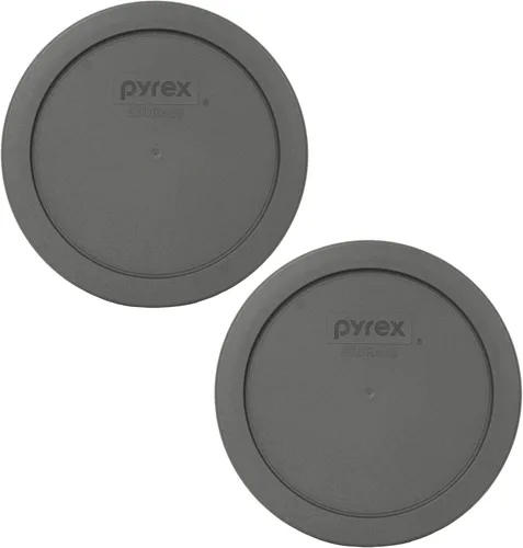 Vista 7 de Pyrex 7201-PC 4-Cup Puddle Grey Tapa de almacenamiento de alimentos - Hecho en Estados Unidos Plástico sin BPA, forma redonda, cubierta