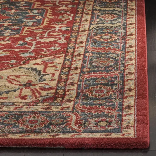 Vista 4 de SAFAVIEH Mahal Collection - Alfombra de pasillo, 2 pies 2 pulgadas x 6 pies, azul marino y rojo, diseño oriental tradicional, no desprende pelusa