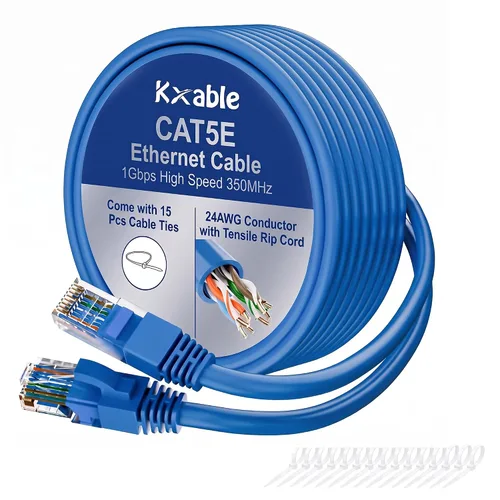 Vista 10 de Cable Ethernet Cat5e de 25 pies, cable de Internet Cat 5e largo, cable de conexión sin enganches negro, flexible, red, LAN, PoE, conector RJ45