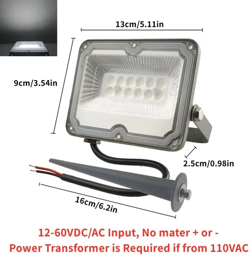 Vista 2 de QUANS Lentes LED de 10 W, blanco frío, 12 V, 24 V, 36 V, 48 V, 60 V, CC, CC, para jardín, patio, camino, paisaje, seguridad, trabajo, pared, lavado