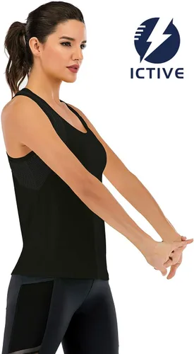 Vista 3 de ICTIVE - Camiseta sin mangas de entrenamiento para mujer, ajuste holgado, malla de yoga, espalda cruzada, espalda abierta