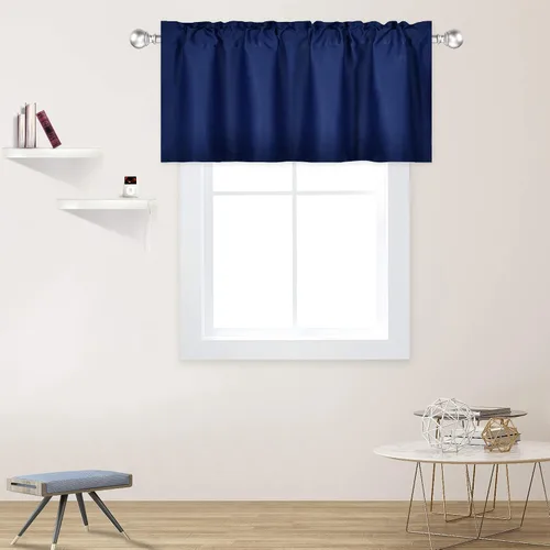 Vista 31 de DECOVSUN Cenefas Aqua para ventanas de cocina, con bolsillo para barra, opacas, con aislamiento térmico, 1 panel de 42 x 18 pulgadas