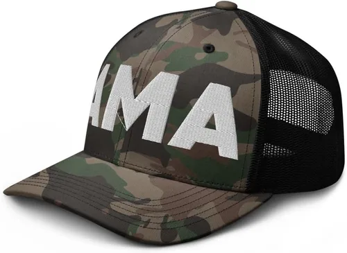 Vista 4 de Hogue WS LLC AMA Airport Hat (Embroidered Camouflage Trucker Cap) Flying to Amarillo Airport Gift