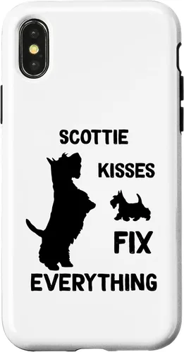 Vista 4 de iPhone 15 Scottie kisses fix everything Scottish Terrier Mom Dad Case