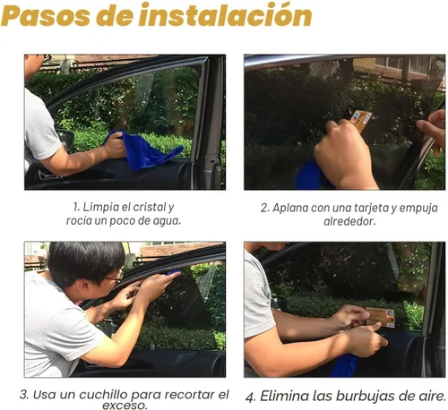 Vista 5 de Parasoles laterales para ventanas de coche, 4 piezas de películas adhesivas de sujeción estática, protector de rayos UV y privacidad, reutilizables