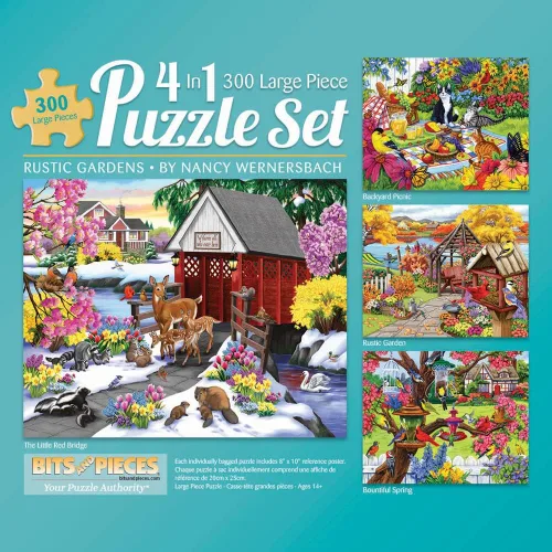 Vista 2 de Bits and Pieces - Paquete múltiple 4 en 1 de 300 piezas de rompecabezas para adultos - Juego de rompecabezas de 300 piezas de Nancy Wernersbach