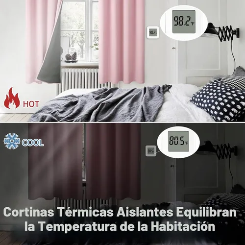 Vista 4 de BGment Cortinas 100% opacas para dormitorio de bebé, 63 pulgadas de largo, 2 paneles de cortinas de ventana con aislamiento térmico y ojales