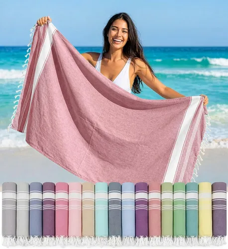 Vista 26 de LANE LINEN - Paquete de 4 toallas de playa de gran tamaño, toalla de piscina prelavada, extragrande, de secado rápido y sin arena, toalla de viaje