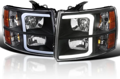 Vista 12 de SPEC-D TUNING Faros delanteros de barra LED negros + luces de parachoques compatibles con Chevy Silverado 1999-2002 Tahoe Suburban 2000-2006