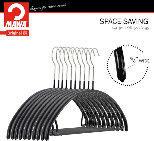 Vista 6 de MAWA Reston Lloyd Euro Series - Percha antideslizante con barra y ganchos para pantalones y faldas, estilo 42/U, juego de 2, color negro