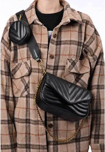 Vista 3 de CHIC DIARY Bolso cruzado para mujer, multiusos, bolso de mano con monedero y cadena
