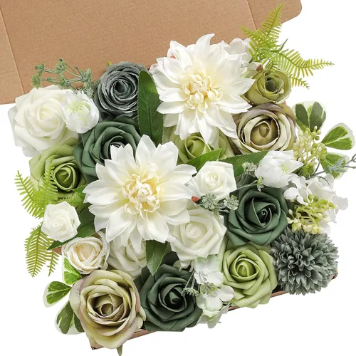 Vista 7 de Serra Flora Caja Combo de Flores Artificiales para Ramos de Boda DIY, Centros de Mesa, Arreglos, Despedida de Soltera, Fiesta, Decoraciones