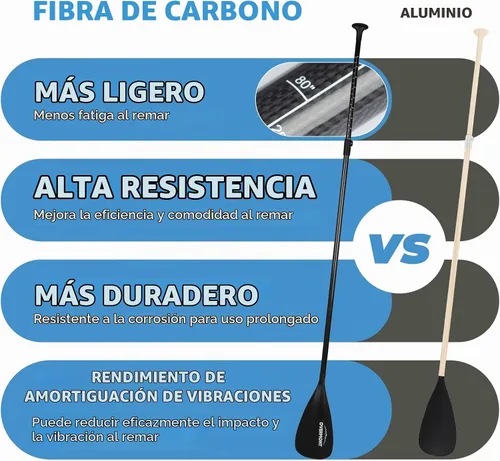 Vista 3 de Overmont - Remo de fibra de carbono ajustable de 69 a 85 pulgadas