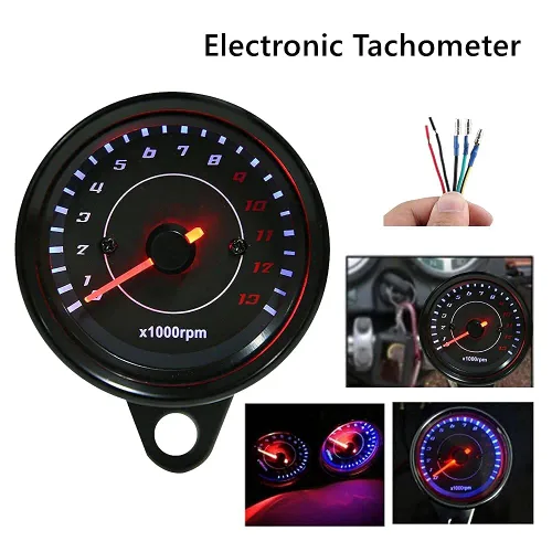 Vista 9 de Tacómetro de 13000 RPM para motocicleta, indicador universal de 12V con retroiluminación LED, contador de revoluciones para motor de carburador