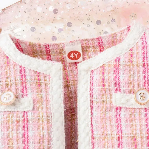 Vista 2 de Fernvia Conjunto de 2 piezas de minifalda de punto con volantes y cuello alto para bebé niña