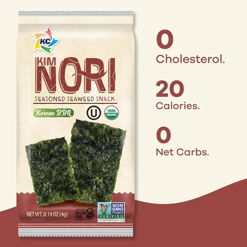 Vista 8 de KIMNORI Bocadillos de algas orgánicas prémium – Crujiente barbacoa coreana (KBBQ) Laver, Keto, vegano y superalimento bajo en calorías, 12 paquetes